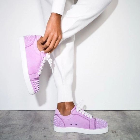 Christian Louboutin Suede Studded Sneakers-Peony Size 11 New